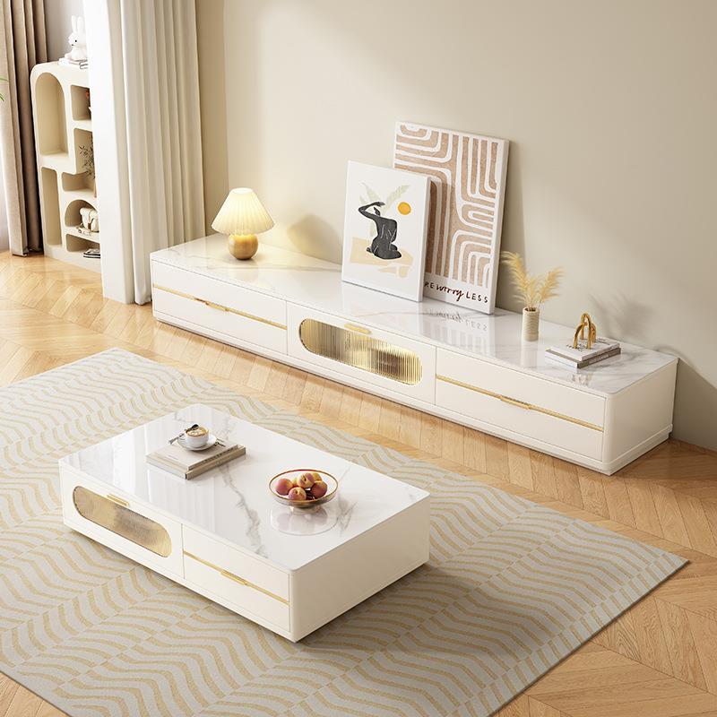 现代简约岩板茶几电视柜组合客厅大小户型轻奢烤漆茶几电视柜整装