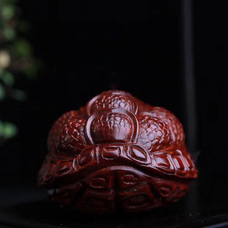 小叶紫檀木质精雕龟壳手把件富甲天下实木随身手把玩居家桌面摆件
