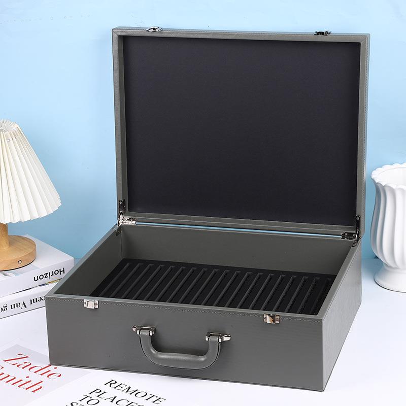 现货样板盒玻璃色卡盒实木岩板色板箱全铝材石英石收纳盒可印logo