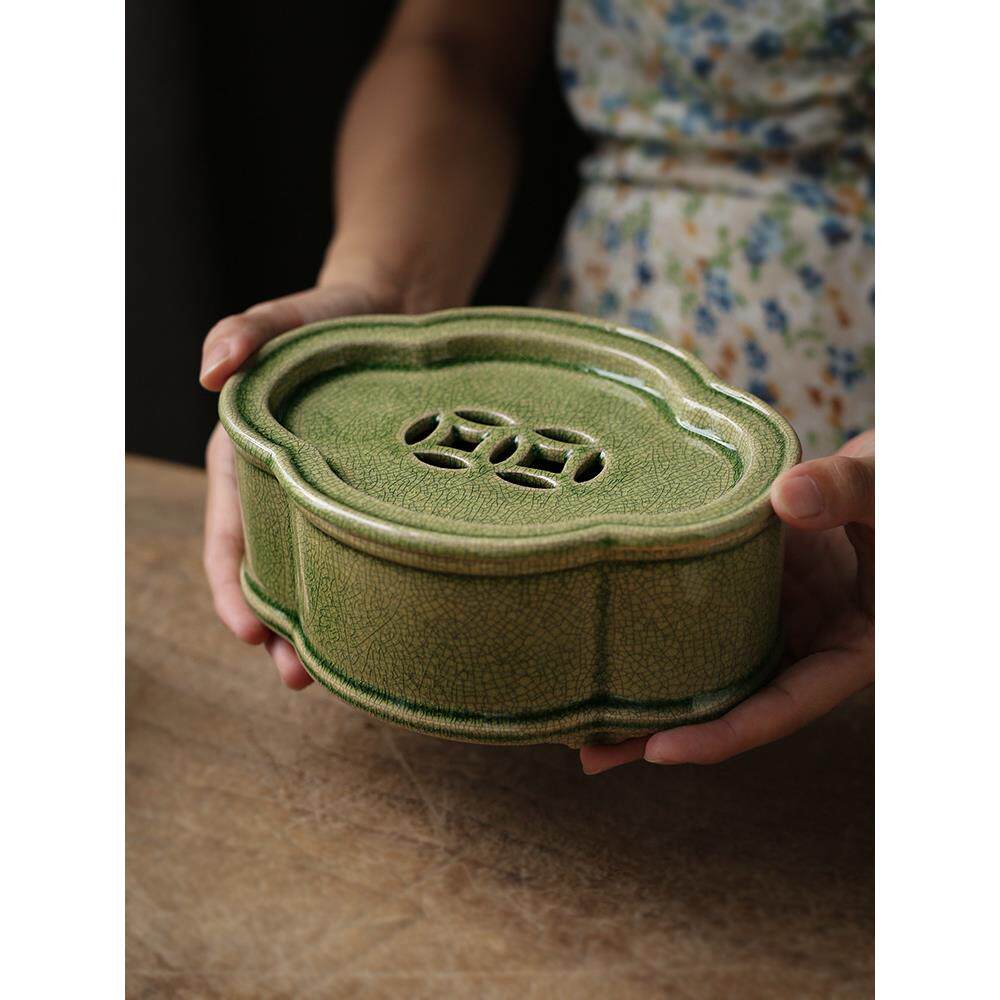 玩物集仿古漳州窑茶盘海棠壶承紫砂茶壶干泡盘开片干泡台工夫茶具