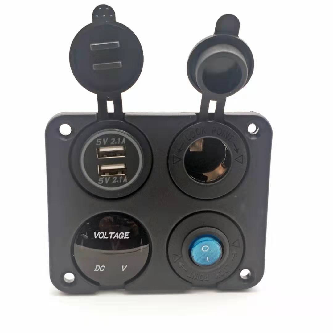4合1双USB车充带点烟器数显