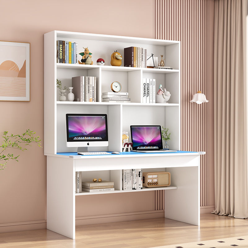实木书桌书架一体带书柜写字桌学生家用电脑桌台式简约现代学习桌