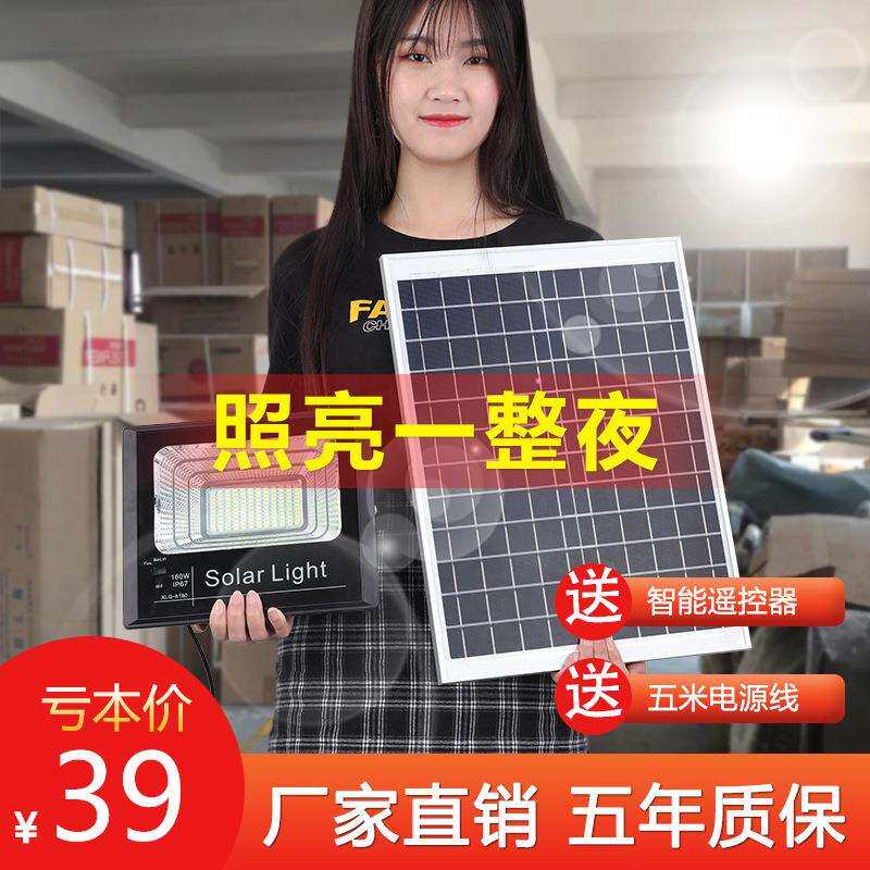 太阳能灯户外路灯新农村100w室外家用花园投光灯感应超亮防水LED