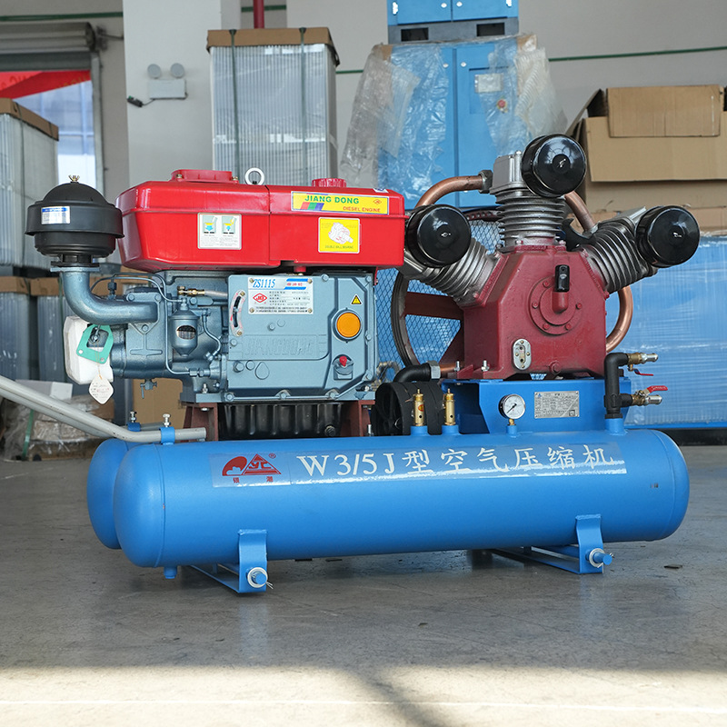 开山银潮空压机w3/5活塞式矿山充气泵风炮凿岩机气镐矿山专用