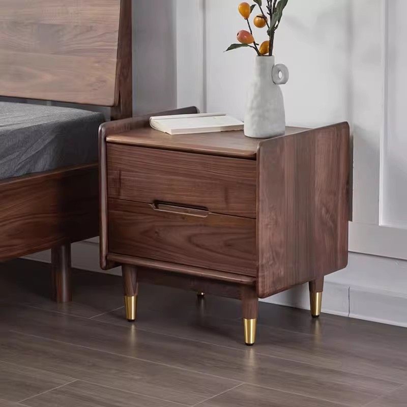 黑胡桃木全实木床头柜简约现代北美樱桃木收纳储物床边柜抽屉柜