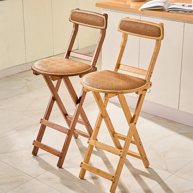 吧台椅子家用餐椅咖啡厅高脚凳收银台可折叠阳台便携酒吧带靠背椅