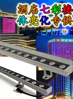 LED户外酒店外墙18W氛围DMX512染色灯全彩RGBL楼宇建筑洗墙灯