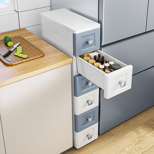 抽屉式厨房夹缝收纳柜20cm宽缝隙柜欧式30cm冰箱带轮小窄缝置物架