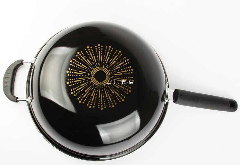 批发家商用搪瓷炒锅加厚特厚炒锅无烟不粘锅无涂层铁锅不生锈铁锅