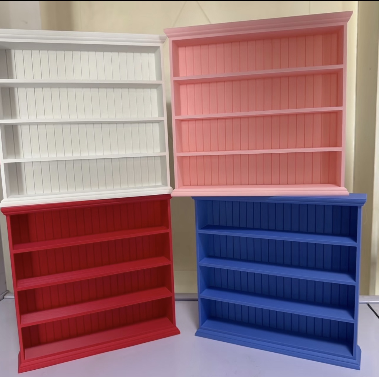 3d打印KT猫四层书架收纳柜展示架食玩收纳柜置物架娃屋微缩展示架