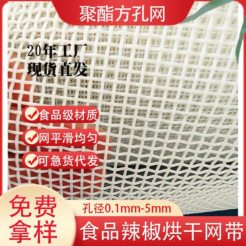 聚酯方孔网格输送带不生锈耐酸耐高温辣椒果蔬食品烘干机输送带