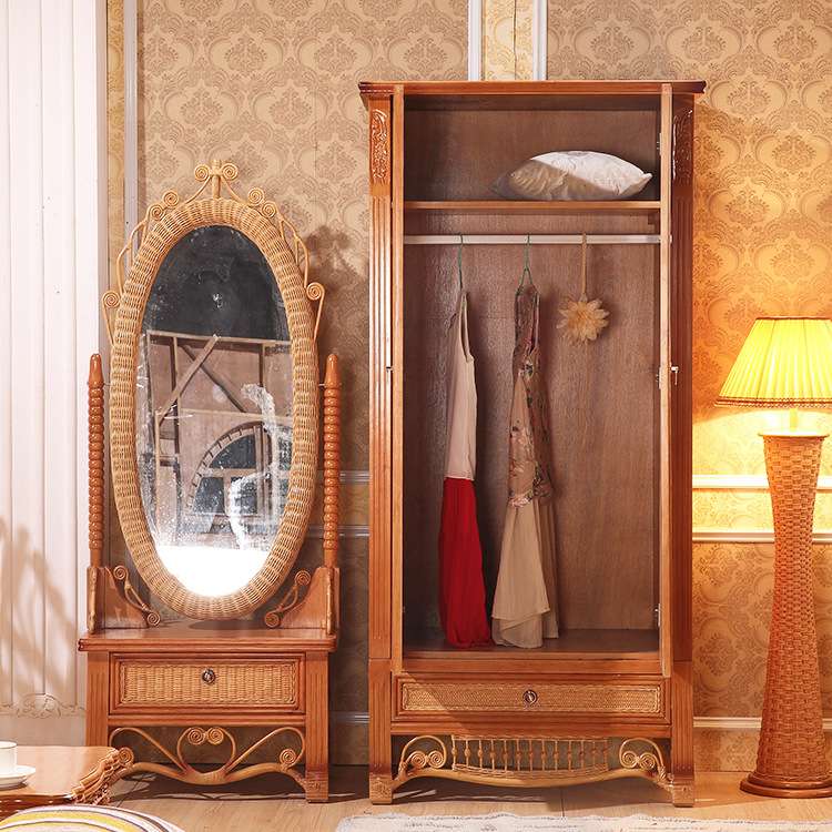 民宿 酒店 商用 藤木家具 藤编卧室家具 双门衣柜 藤编