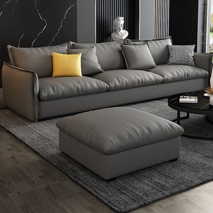 北欧轻奢小户型客厅转角组合三人直排贵妃椅别墅区样板房沙发