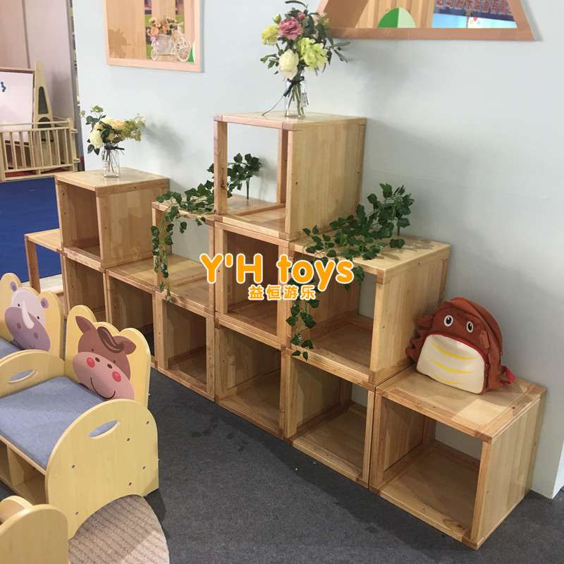幼儿园加厚橡木教室陶艺置物架阅读暑假木工柜植物架自由摆放架