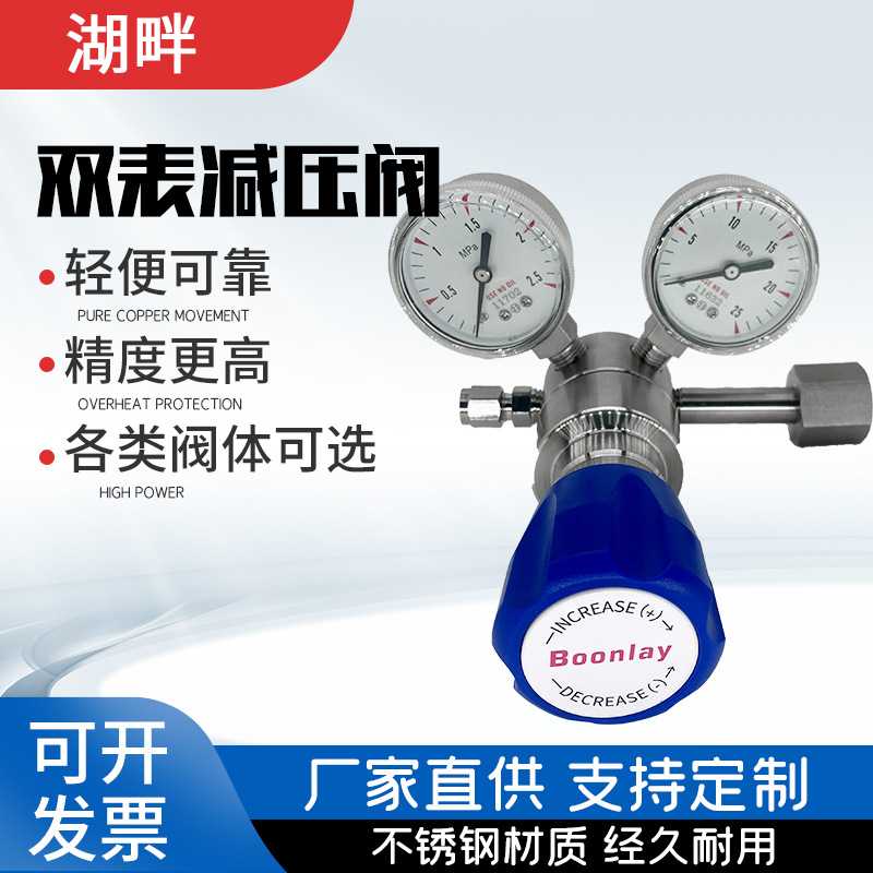 316L不锈钢双表减压阀气体钢瓶气瓶调压阀减压器高压氮气氢气氧气