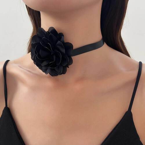 women retro rose choker flower dinner necklace neck chain 饰