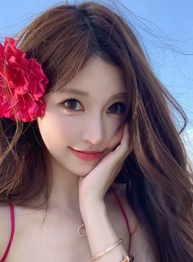 遇见晴天 氛围感红色牡丹花发夹女侧边夹头花鸭嘴夹子度假风发饰