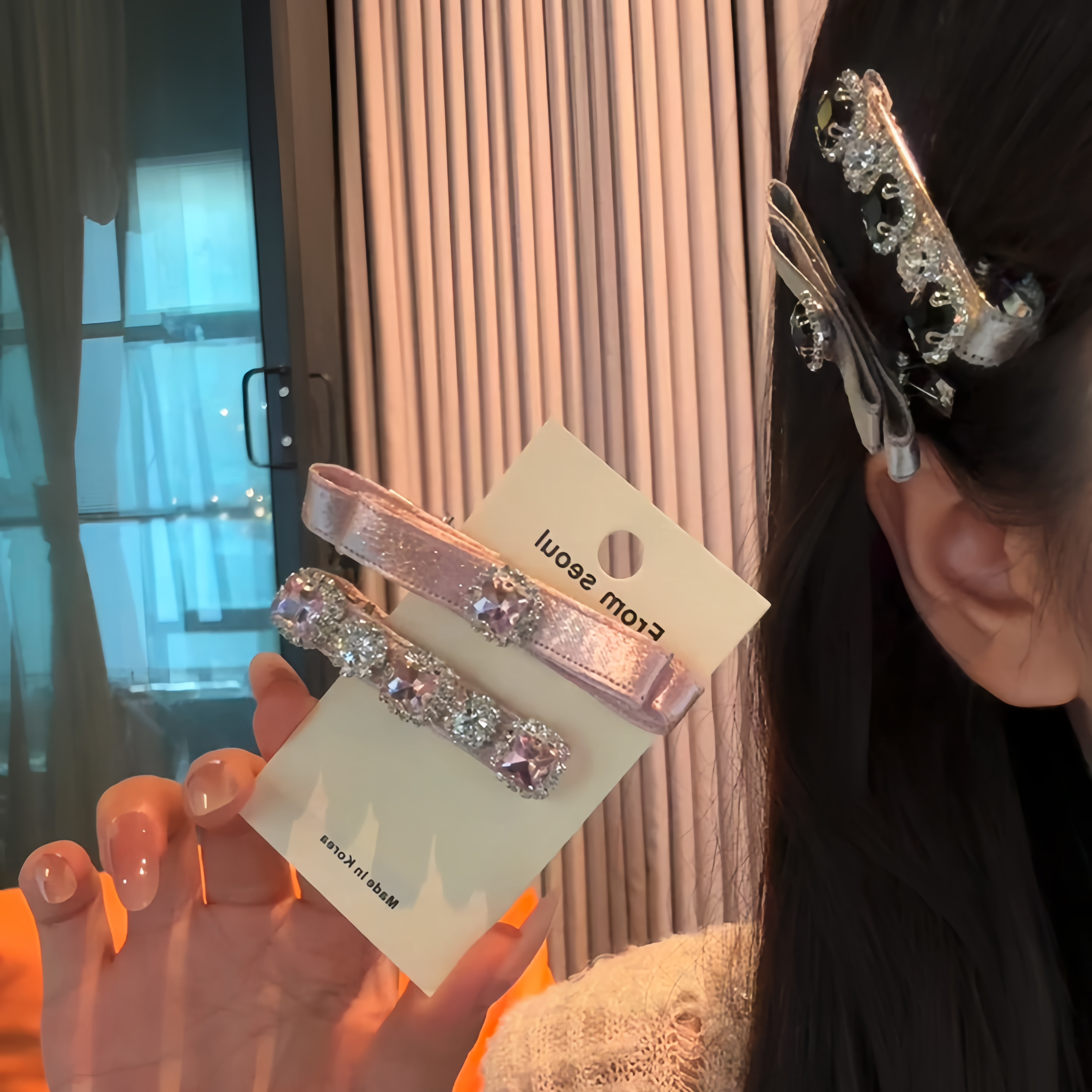 珍妮千金 超闪水钻缎面蝴蝶结发夹女高级感气质刘海鸭嘴夹一字夹,饰品/流行首饰/时尚饰品新,发饰,淘宝优惠券,粉丝福利购,淘宝优惠卷