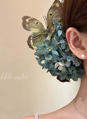 原创【绿野仙踪】 超仙绿色蝴蝶发夹女夏季海边度假拍照头花发饰