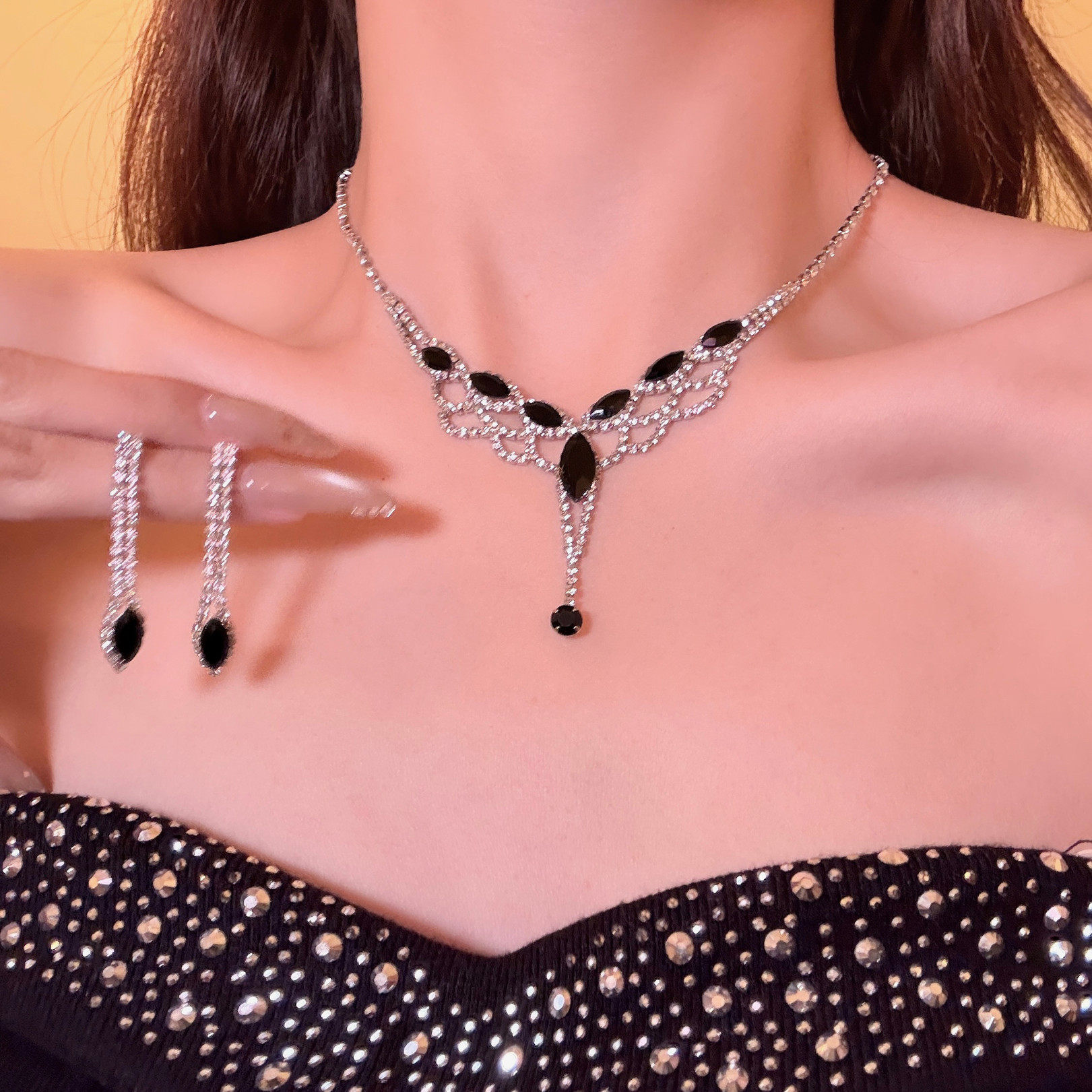 黑金香氛 复古水滴流苏项链choker女高级感颈链锁骨链晚礼服配饰,饰品/流行首饰/时尚饰品新,项链,淘宝优惠券,粉丝福利购,淘宝优惠卷