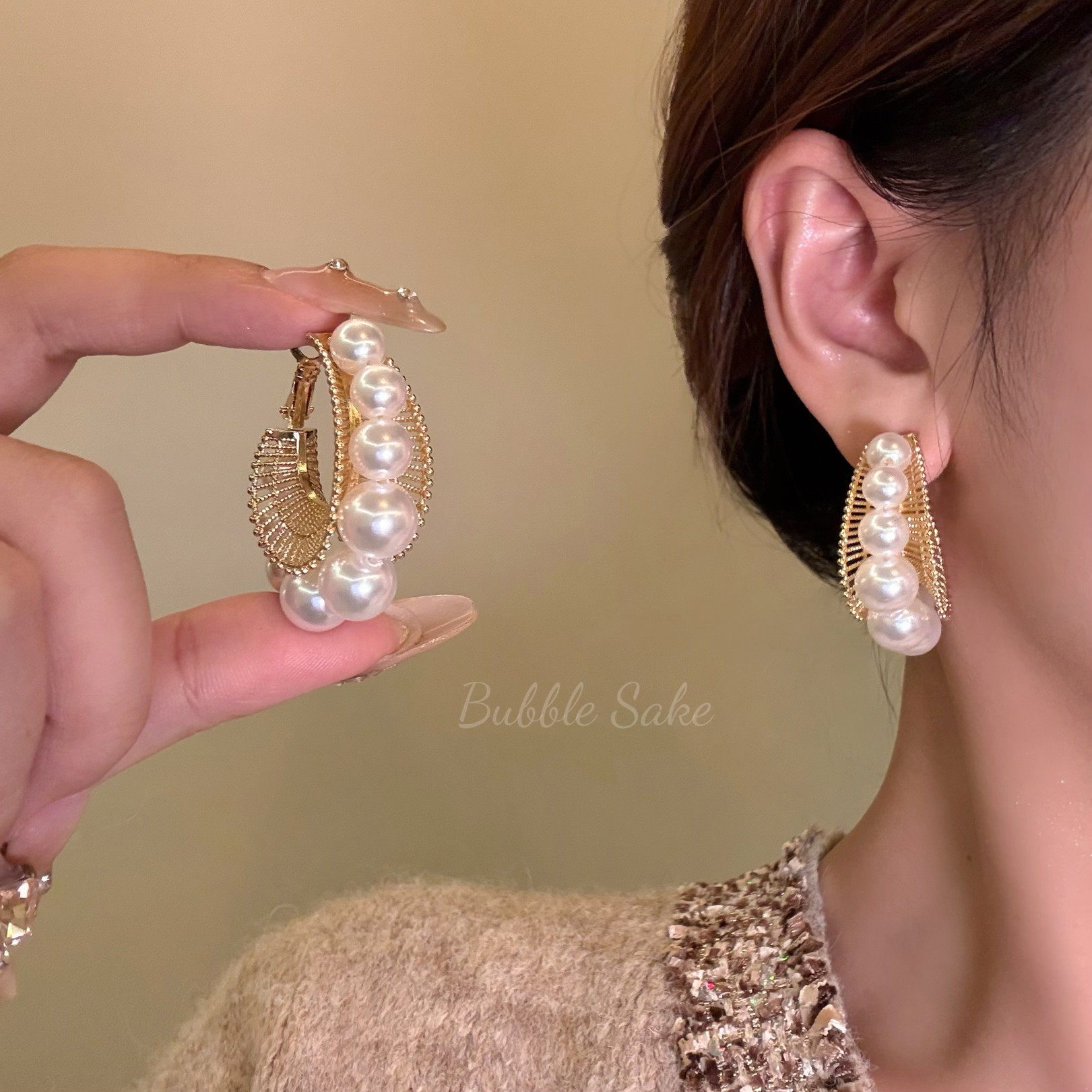 贵系小香 法式轻奢珍珠耳圈耳环女2025新款独特高级感耳钉耳饰品,饰品/流行首饰/时尚饰品新,耳环,淘宝优惠券,粉丝福利购,淘宝优惠卷