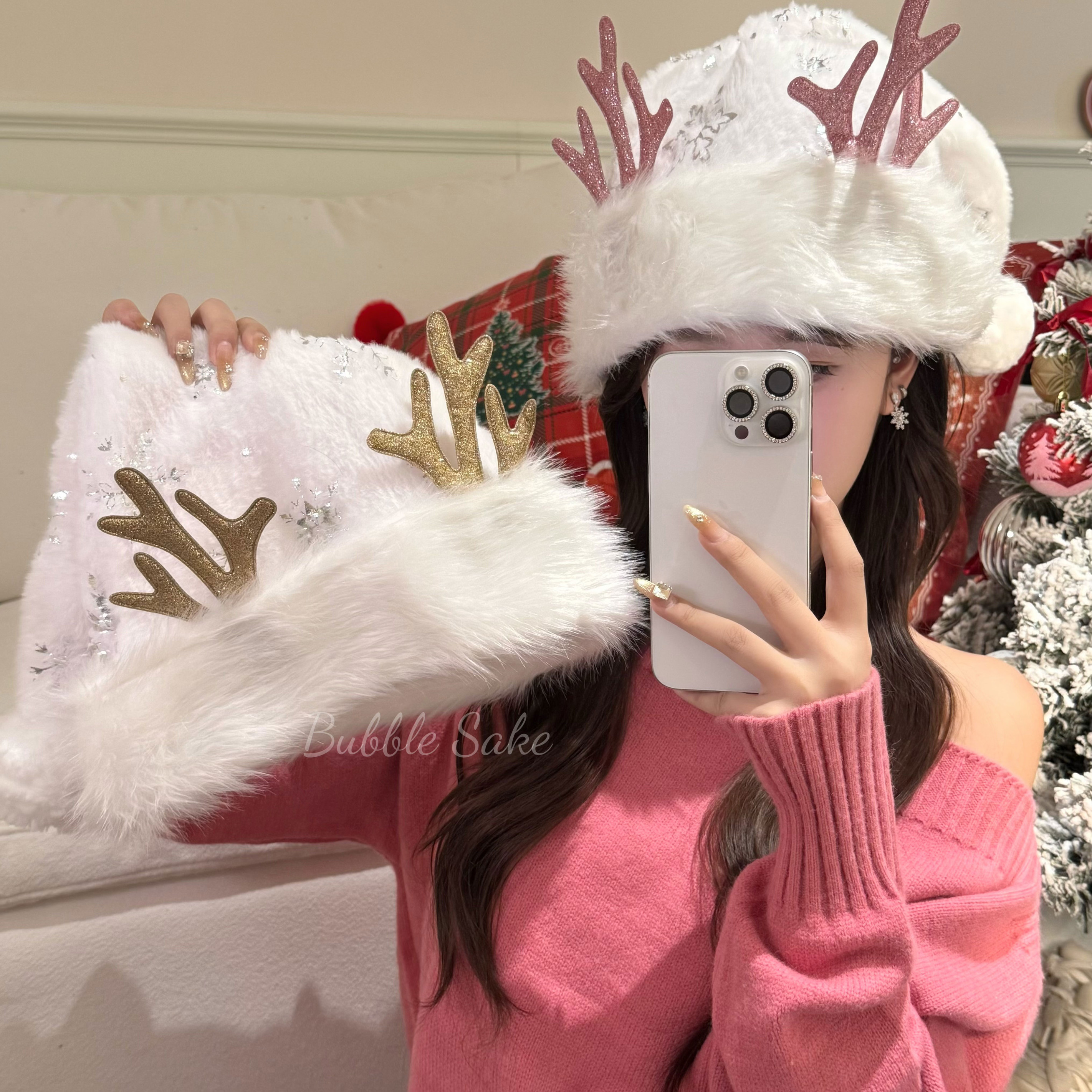 mistletoe氛围雪花鹿角圣诞帽