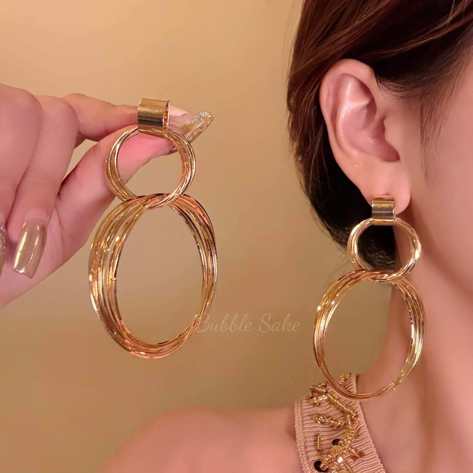 名利场之夜金属缠绕圈圈耳环