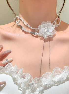 浪漫白山茶双层叠戴项链