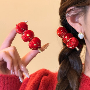葫气满溢 可爱红色糖葫芦发夹女中国风侧边夹子发卡过年喜庆头饰