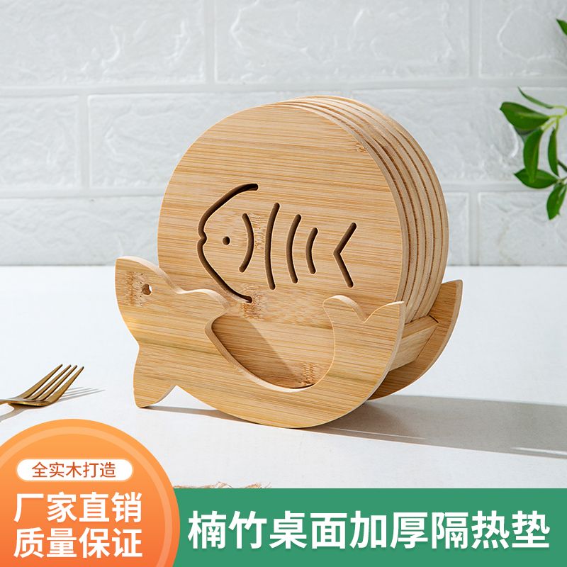 厨房餐桌耐高温防烫菜垫竹制鱼形创意中餐隔热防烫餐垫