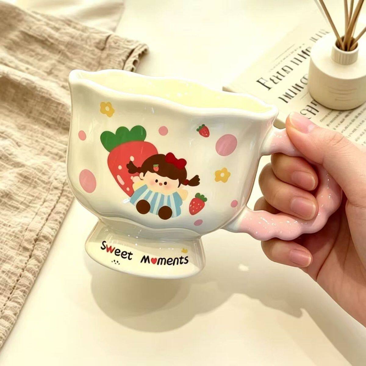 卡通高颜值马克杯ins可爱水杯送女生情侣伴手生日礼物对杯