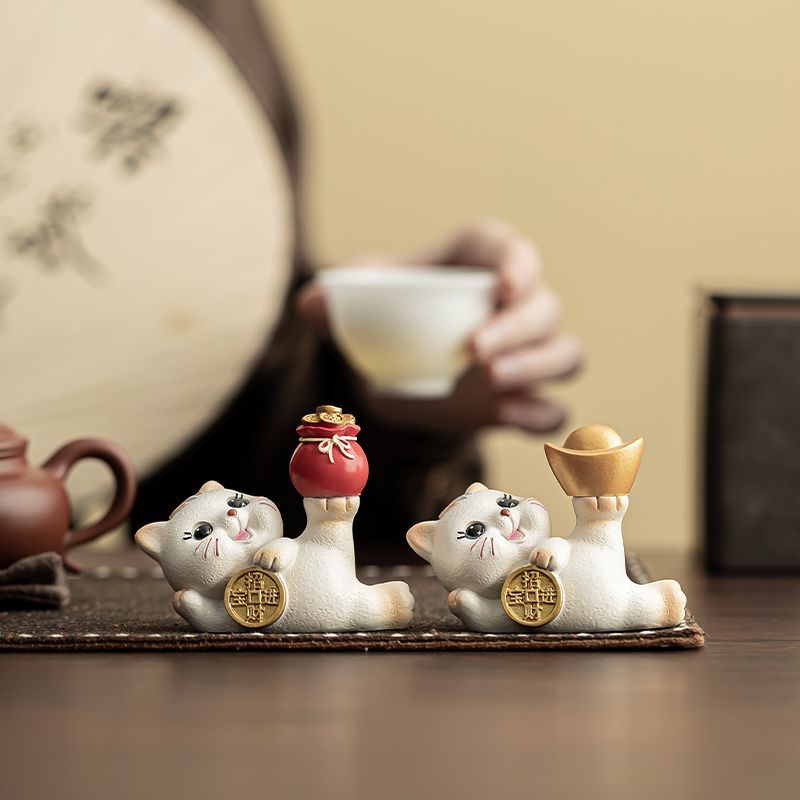 招财猫变色茶宠创意家居茶桌茶具送礼办公室招财摆件