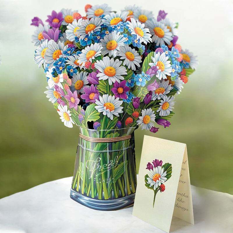 Pop Up Bionic Flower Bouquet Greeting Blessing Card Note