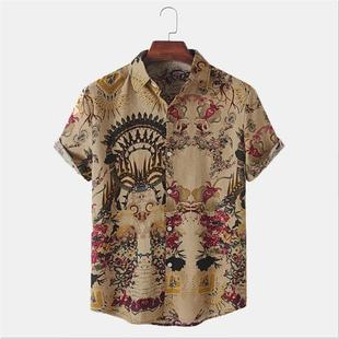 Summer linen lapel short sleeve shirt for men 翻领短袖衬衣男