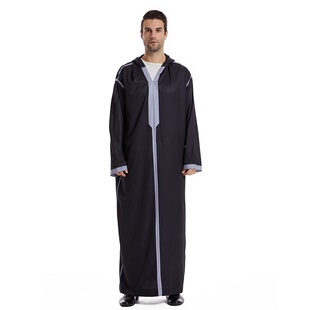 Muslim Arab clothes men's hoodie long robe casual shirt gown