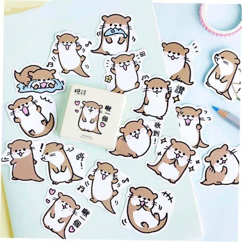 Mohamm Cute Animal Otter Masking Stickers Scrapbooking Diary