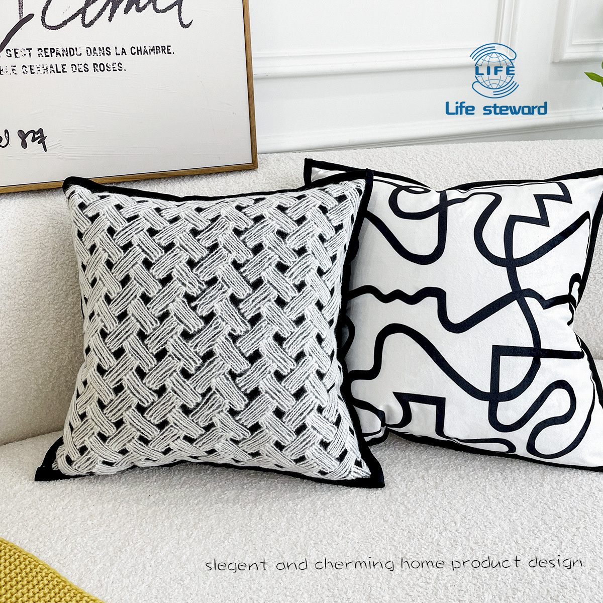 天鹅绒编织抱枕北欧靠枕