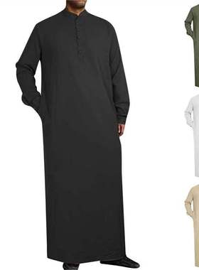 Muslim shirt long robe for men Thobe Dress caftan 宽松长袍衫
