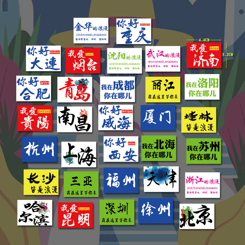 奶茶贴纸网红地点地名贴小图案