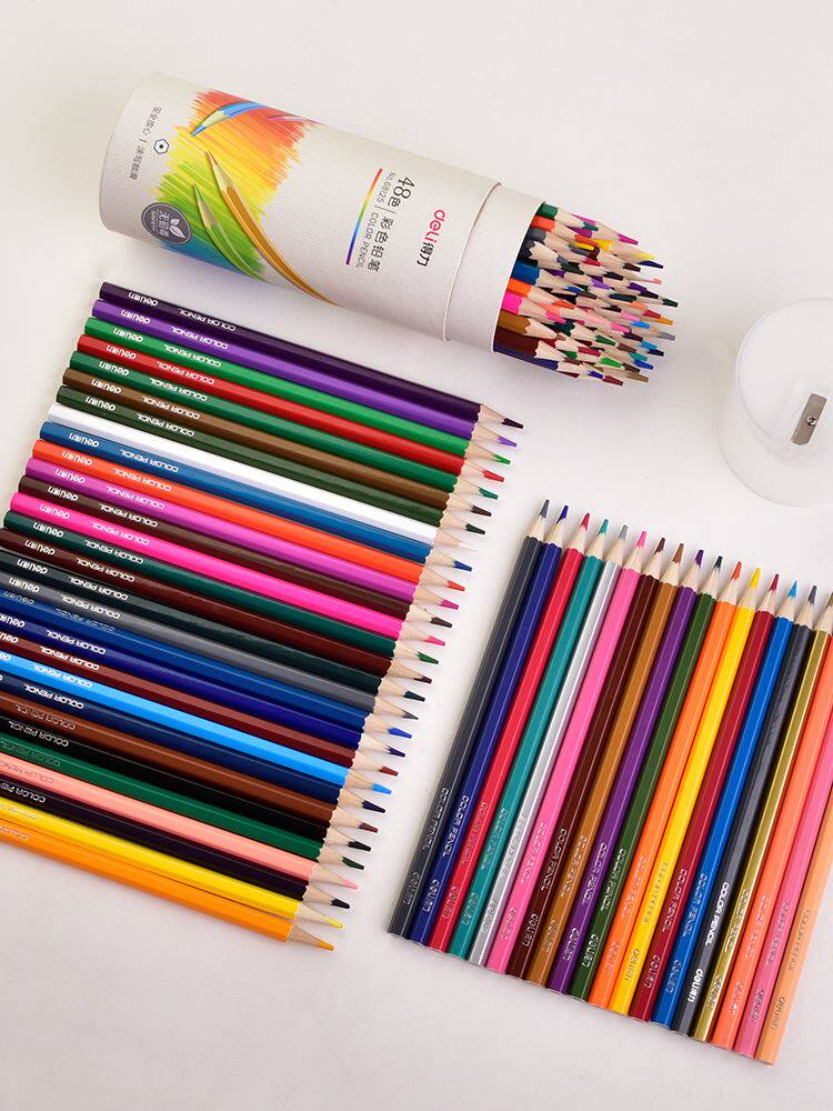 得力彩色铅笔小学生儿童用彩铅画笔彩笔专业画画比工具套装手绘成