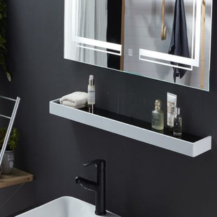 卫生间不锈钢镜前置物架单层玻璃墙上浴室洗漱台洗手间收纳架打孔