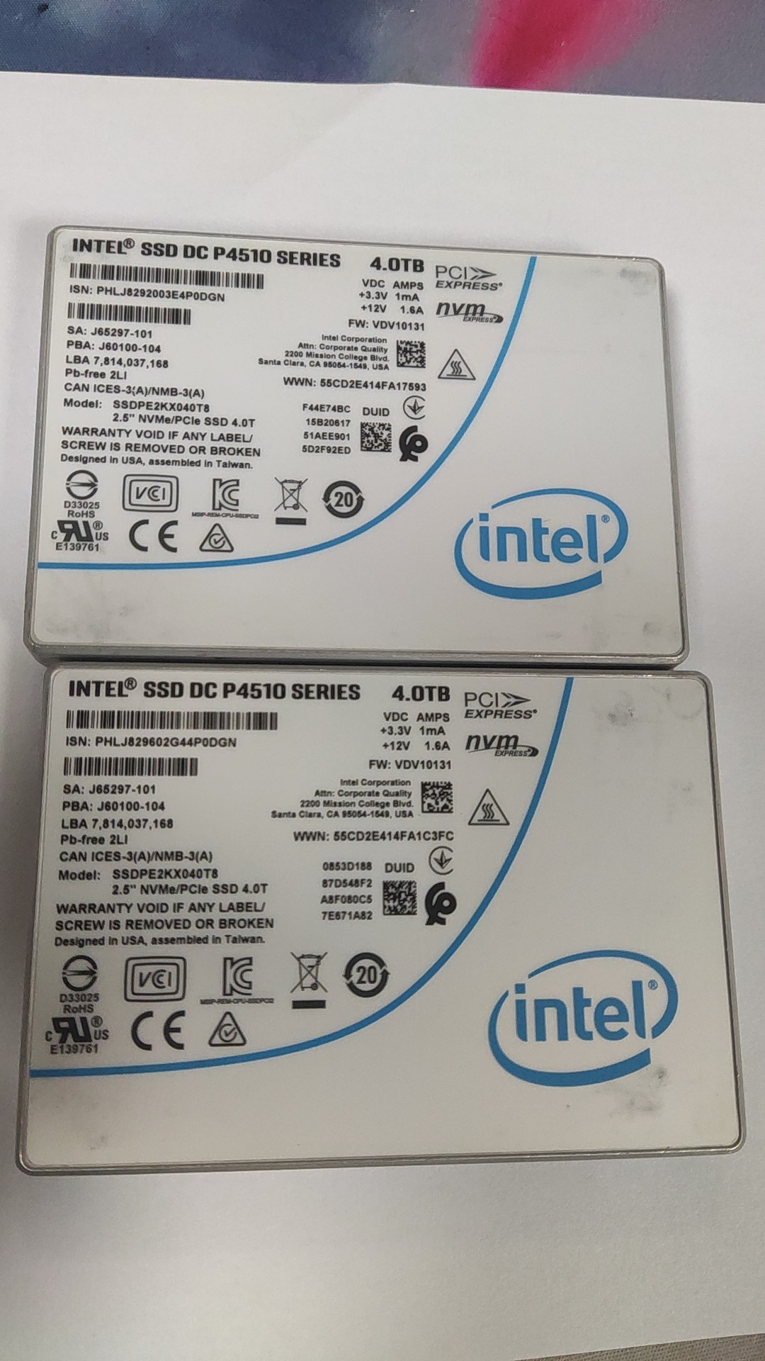 英特尔 2.5寸 U.2 Nvme P4510 4TB SS