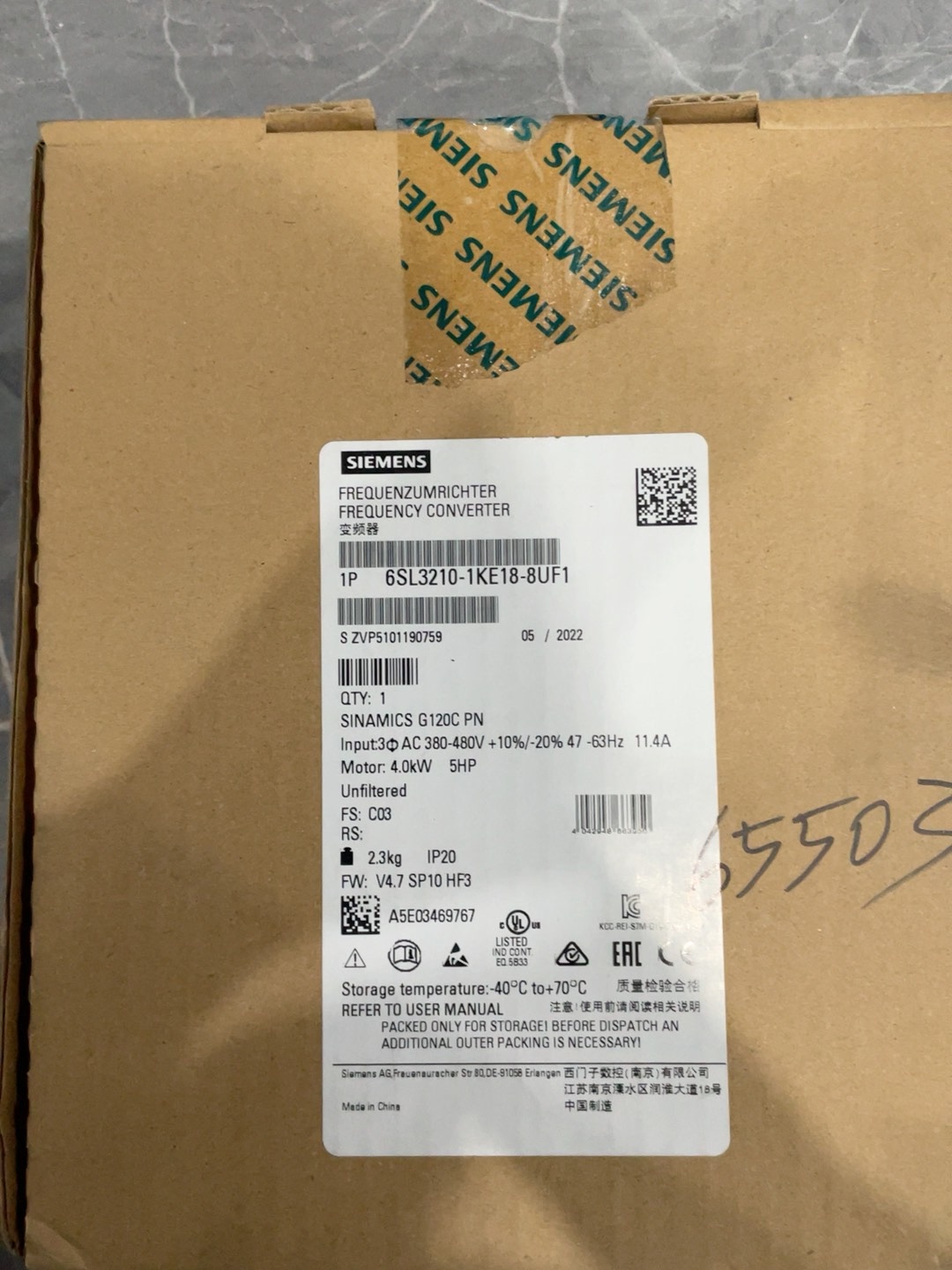 西门子6SL3210-1KE18-8UF1全新原装未开封