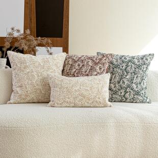 芭蕉叶法式南洋风沙发抱枕高端雪尼尔提花靠枕中古风客厅软装靠垫