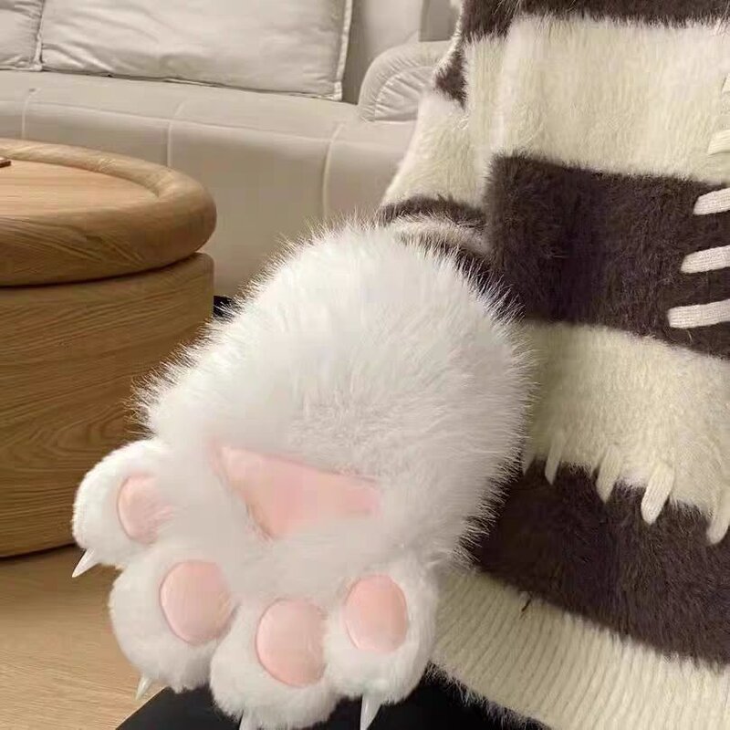 超萌兽爪毛绒手套彩色猫爪带指甲 cospiay网红可爱猫爪子手套成品