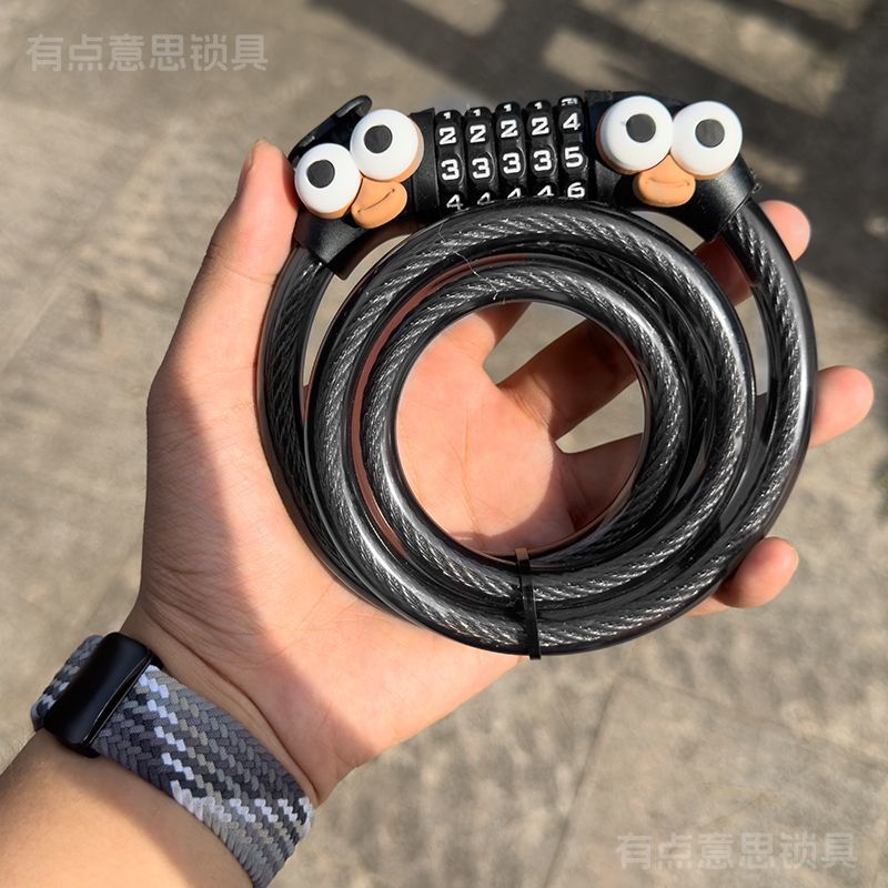 山地公路单车卡通爆眼钢缆密码锁自行车防盗防撬安全骑行专用车锁