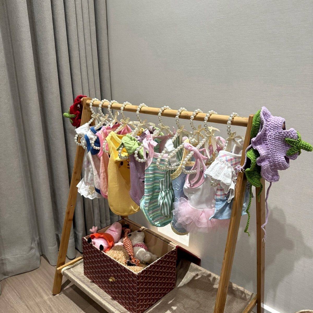 迷你宠物衣架可爱蝴蝶结衣撑猫狗衣服挂架小型宠物专用架