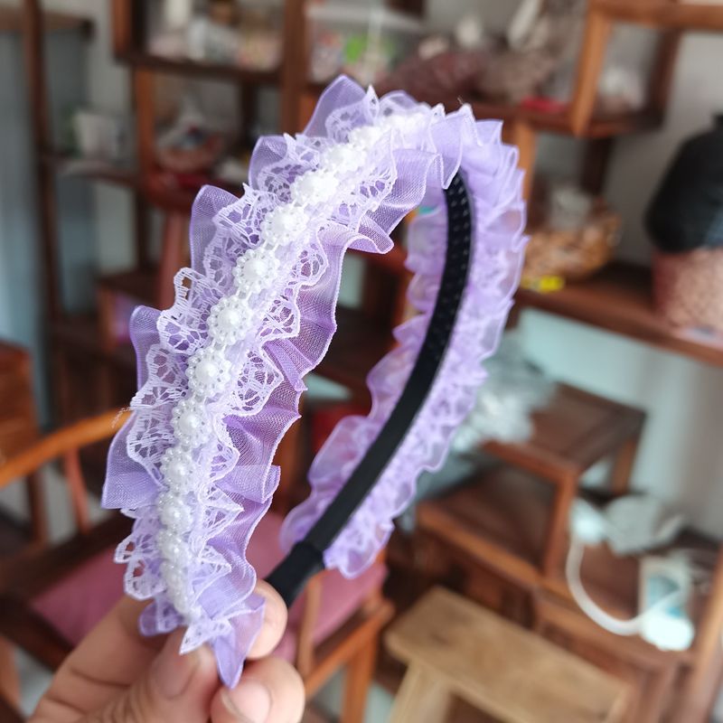 蕾丝网纱褶皱超仙发箍女春季外出防滑压发百搭头箍发卡头饰