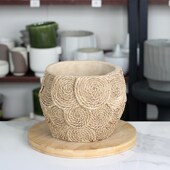 仿编织圈圈水泥花盆17.5CM有孔