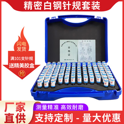 套装针规pin规白钢量棒间隔0.01高精度量规光滑通止规101只装胶盒